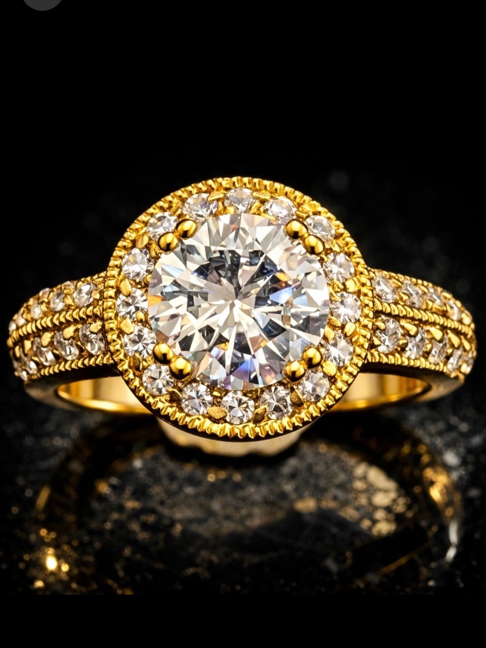Pave Set Round brilliant cut Halo Solitaire Cz Diamond Engagement Wedding Ring